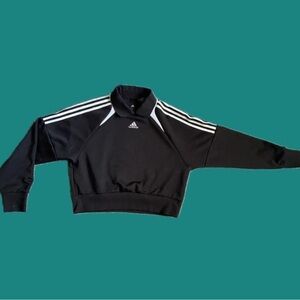 Adidas Black and White Cropped Pullover